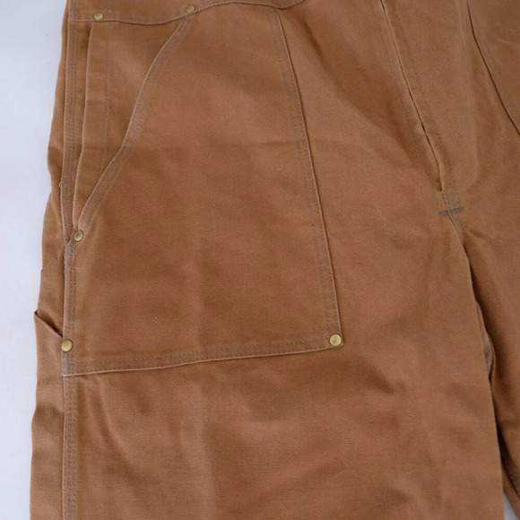 Vintage Tough Duck Tan 100% Cotton Double  Knee Zip Up Overalls Size XL-XXL - Picture 13 of 16